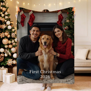 First Christmas Photo Fleece Blanket Newlywed Gift
