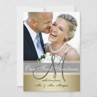First Christmas Photo Greeting Card | Monogram