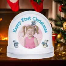 First Christmas Photo Message Snow Globe