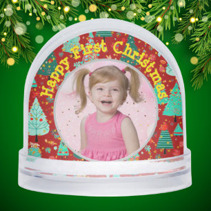 First Christmas Photo Message Snow Globe