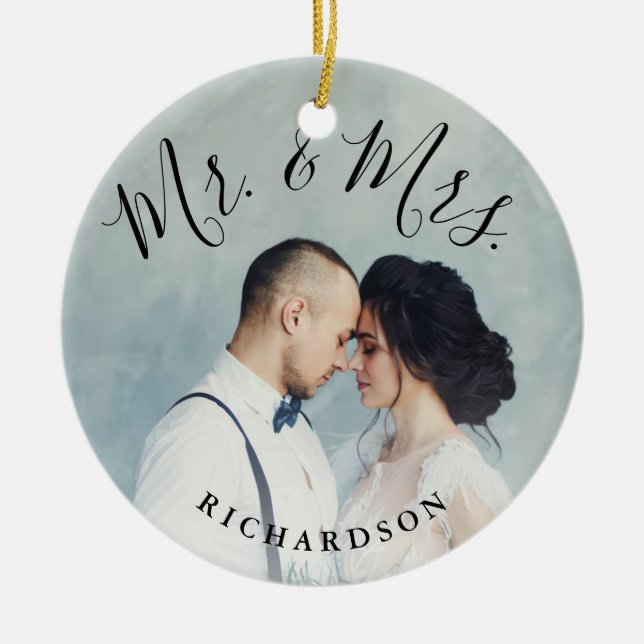 First Christmas Photo | Mr. and Mrs. Ceramic Tree Decoration (Front)