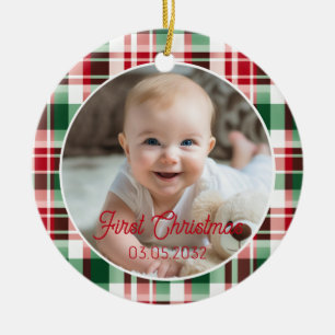 First Christmas Photo Script Classic Pattern Ceramic Tree Decoration