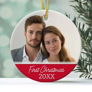 First Christmas Photo - Single Sided Ceramic Tree Decoration