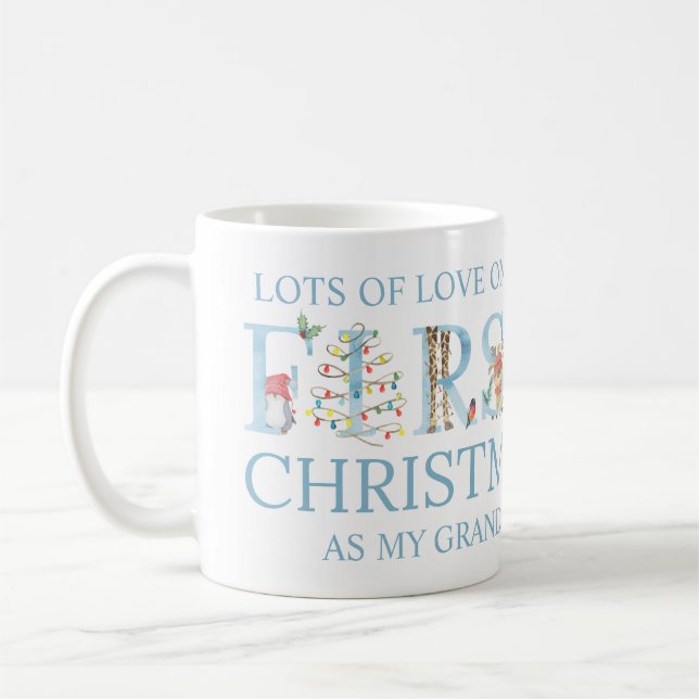First Christmas Photo with Cute Animal Lettering  Coffee Mug (Left)