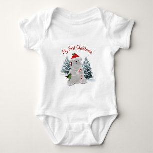 First Christmas Polar Bear and Bird Baby Bodysuit