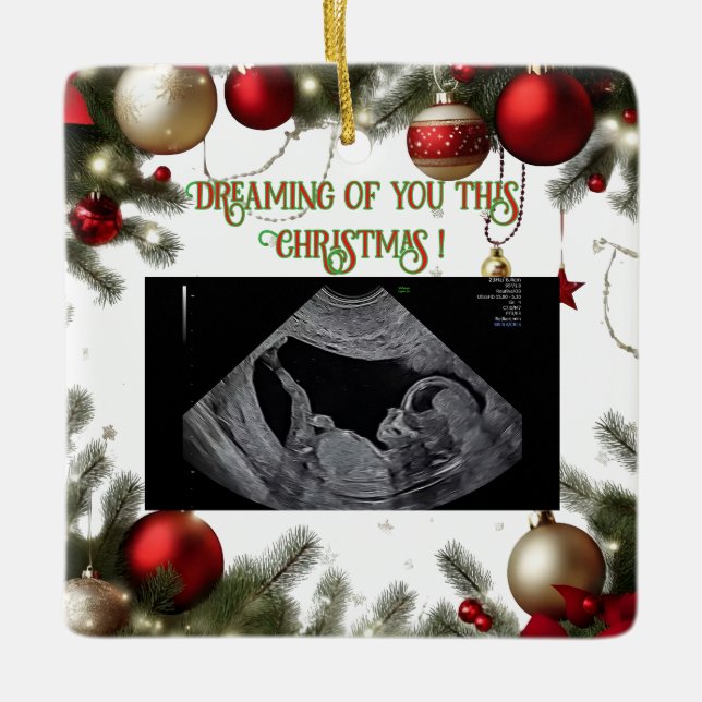 First Christmas Pregnancy Ultrasound Ornament (Front)