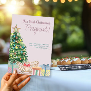 First Christmas Pregnant Tree and Crib Pregnancy Holiday Card