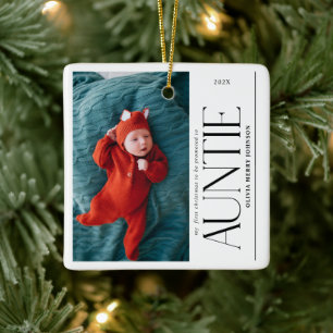 First Christmas Promoted Auntie  Daddy Photo Ceramic Ornament
