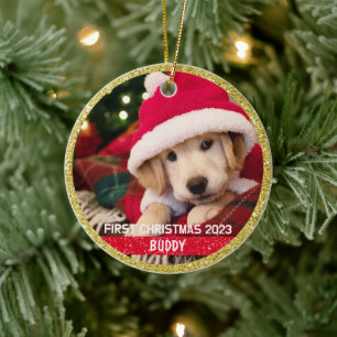 First Christmas Puppy Dog Keepsake Photo Ornament