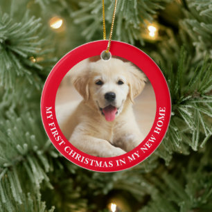 First Christmas Puppy Dog Personalised Photo Ceramic Tree Decoration