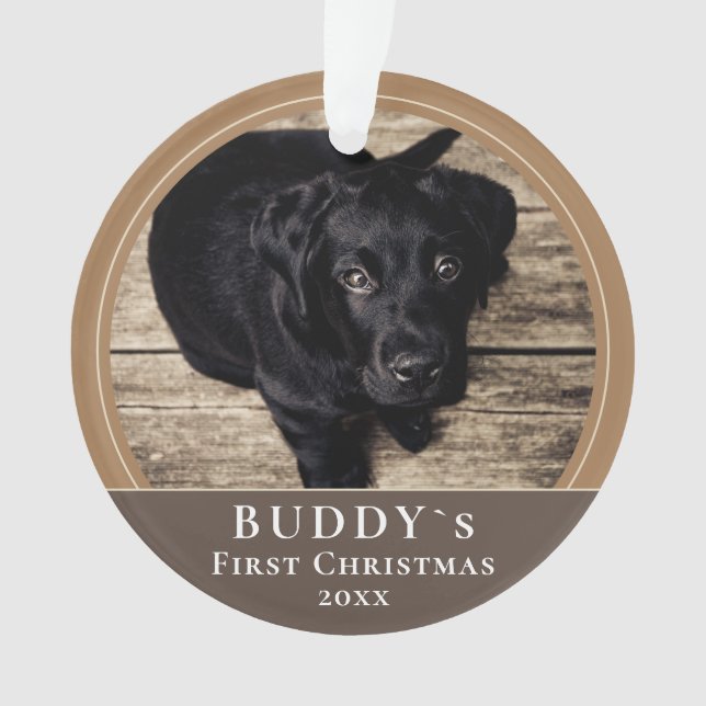 First Christmas Puppy Pet Photo Ornament (Front)