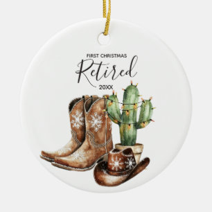 First Christmas Retired Cactus Cowboy Gift Ceramic Tree Decoration