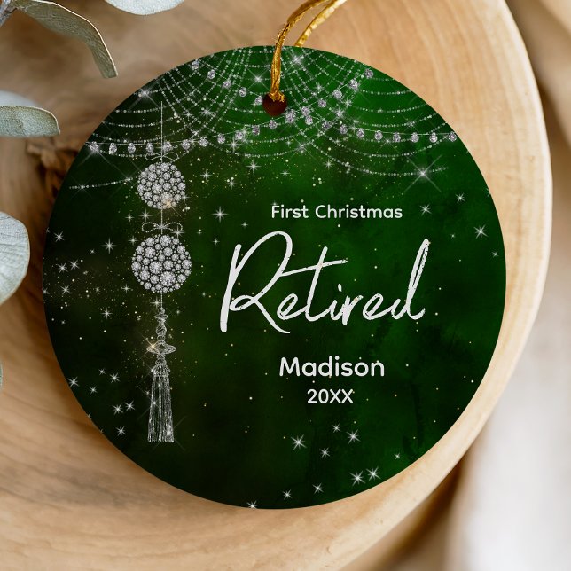 First Christmas retired elegant green glitter  Ceramic Tree Decoration (Creator Uploaded)