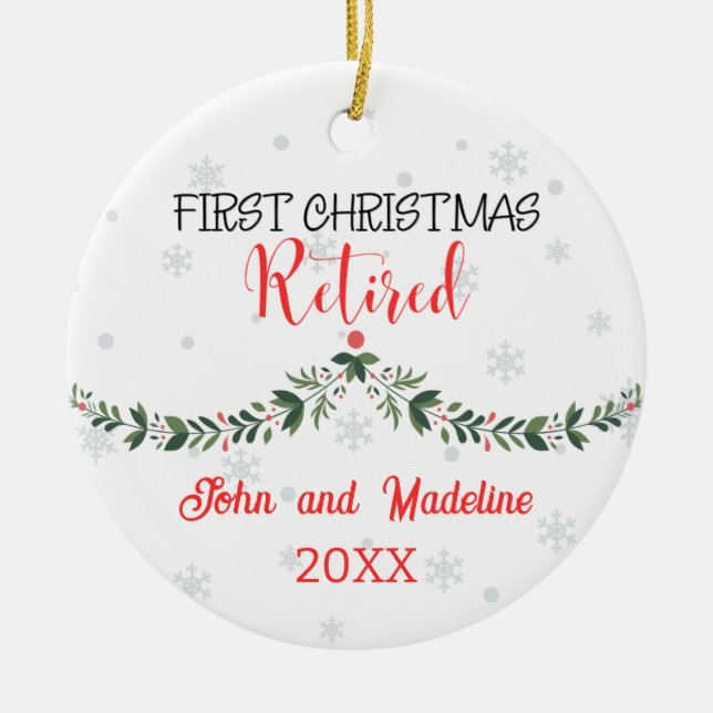 First Christmas Retired Personalised Ceramic Tree Decoration (Front)