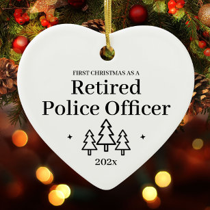 First Christmas Retired Police Officer Retirement Ceramic Tree Decoration