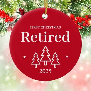 First Christmas Retired Red Round Ceramic Tree Decoration