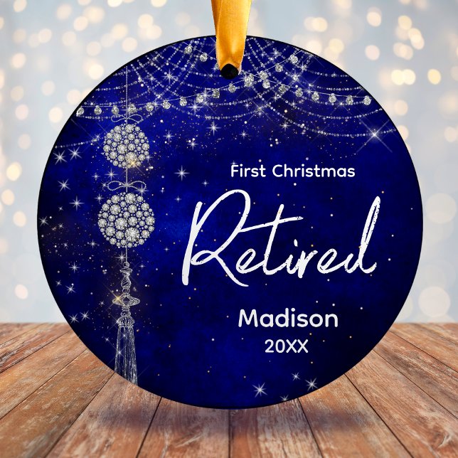 First Christmas retired royal blue faux rhinestone Ceramic Tree Decoration (Creator Uploaded)