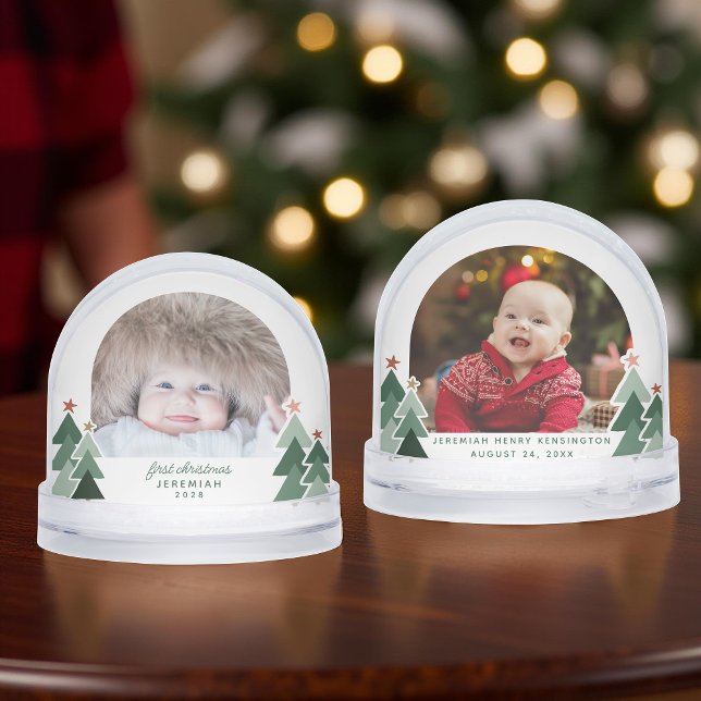 First Christmas Rustic Trees 2 Photos Snowglobe (First Christmas Rustic Trees 2 Photos Snow Globe)