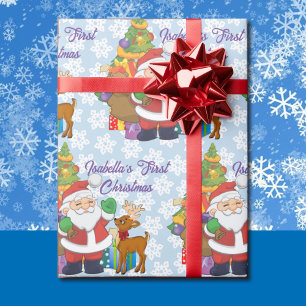 First Christmas Santa Baby's Custom Name  Wrapping Paper