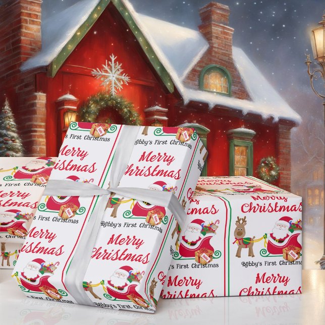  First Christmas Santa Baby's Personalise Name Wrapping Paper (Creator Uploaded)