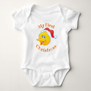 First Christmas Santa Hat Big Bird Baby Bodysuit