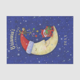 First Christmas Santa Moon Monogrammed Name Tissue Paper