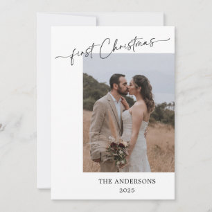 First Christmas Script 2 Photos Wedding Christmas Thank You Card