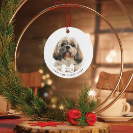 First Christmas Shih Tzu Dog Pet Photo Metal Tree Decoration
