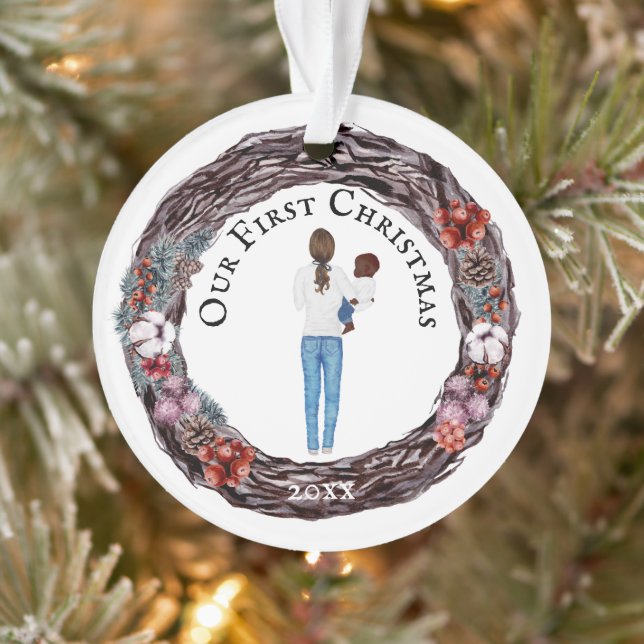 First Christmas single mother baby DIY PHOTO Ornament (Tree)