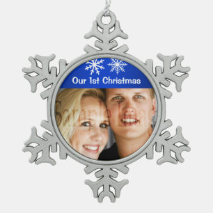 First Christmas snowflake holidays Snowflake Pewter Christmas Ornament