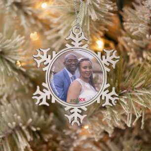 "First Christmas Snowflake Pewter Photo Ornament