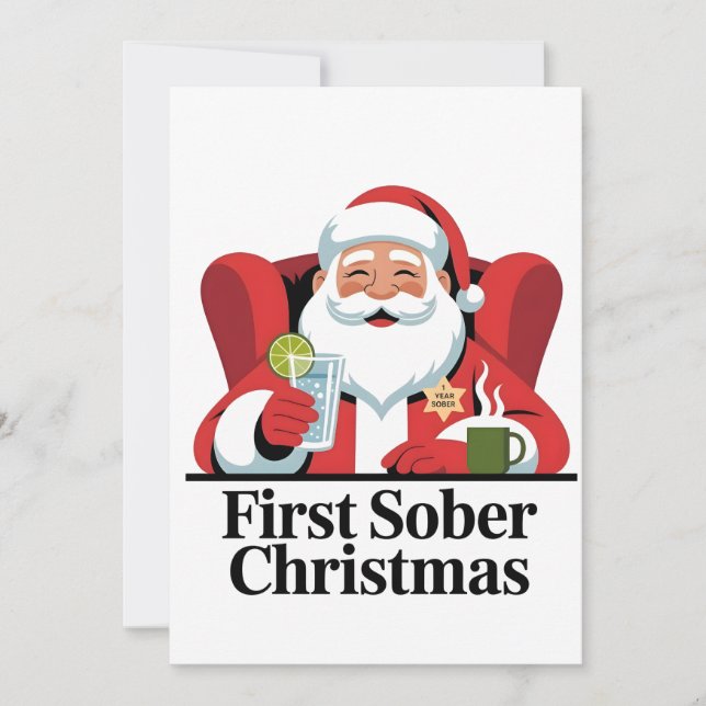 First Christmas Sober Santa Sobriety Xmas (Front)