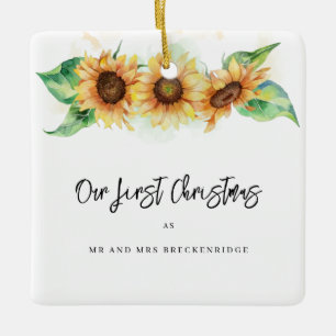 First Christmas Sunflower Thank You Ceramic Ornament