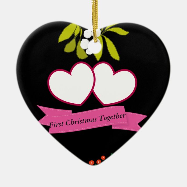 First Christmas Together  Anniversary Editable Ceramic Tree Decoration (Front)