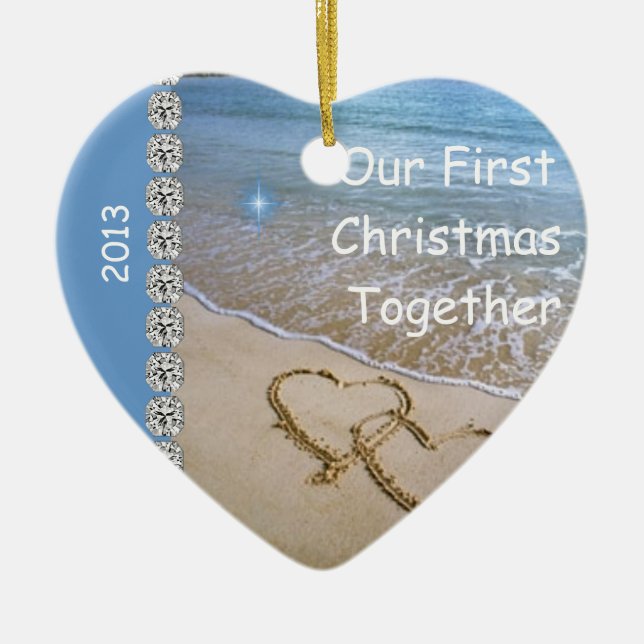 First Christmas TOGETHER BEACH 2013 CUSTOM ORNAMEN Ceramic Tree Decoration (Front)