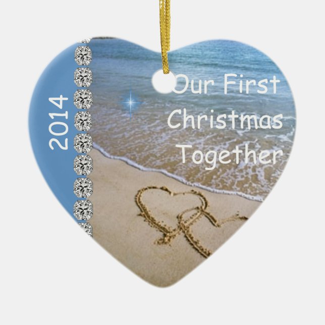 First Christmas TOGETHER BEACH 2014 CUSTOM ORNAMEN Ceramic Tree Decoration (Front)