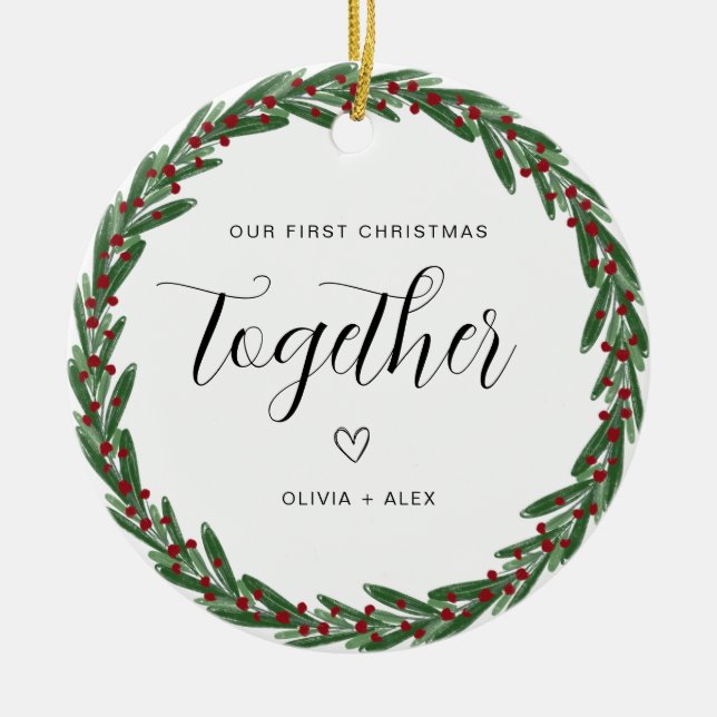 First Christmas Together Christmas Couple Gift Ceramic Tree Decoration (Front)