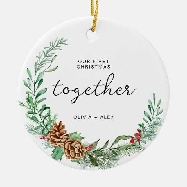 First Christmas Together Christmas Couple Gift Ceramic Tree Decoration (Front)