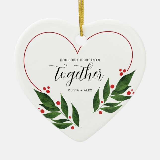 First Christmas Together Christmas Gift for couple Ceramic Tree Decoration (Front)