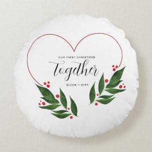 First Christmas Together Christmas Gift for couple Round Cushion