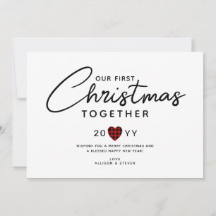 First Christmas Together Couples Rustic Heart Holiday Card