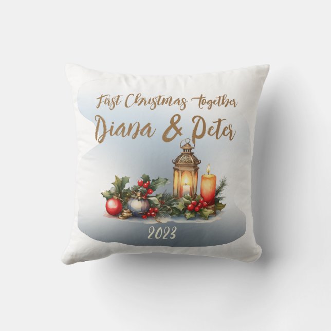 First Christmas together - customisable ornament Cushion (Back)