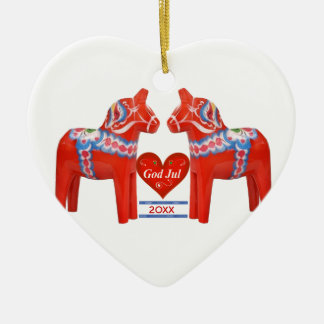 First Christmas Together Dated Swedish Dala Horse Ceramic Tree Decoration