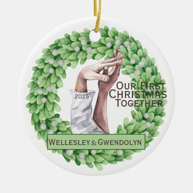 First Christmas Together Eucalyptus Ornament (Front)