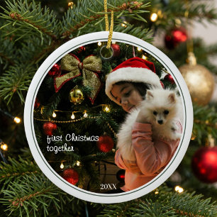 First Christmas Together Family Pet Photo Ceramic Tree Decoration