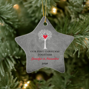 First Christmas together love tree chalkboard Ceramic Tree Decoration