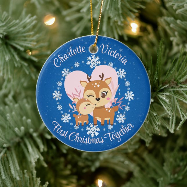 First Christmas together Mum Daughter Reindeer  Ceramic Tree Decoration (Tree)