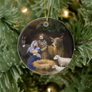 First Christmas together nativity Ceramic Tree Decoration