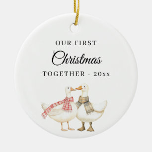 First Christmas Together Photo Goose Couple Ceramic Tree Decoration