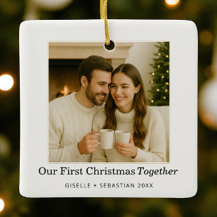 First Christmas Together Photo Holiday Keepsake Ceramic Ornament